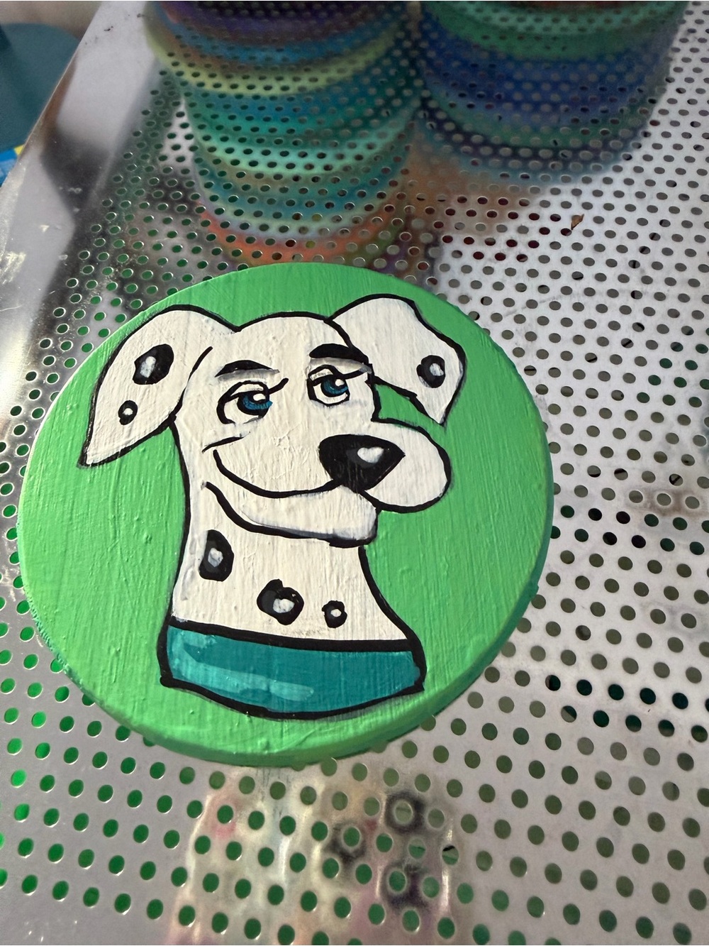 Custom hand painted Disney perdita dog coaster